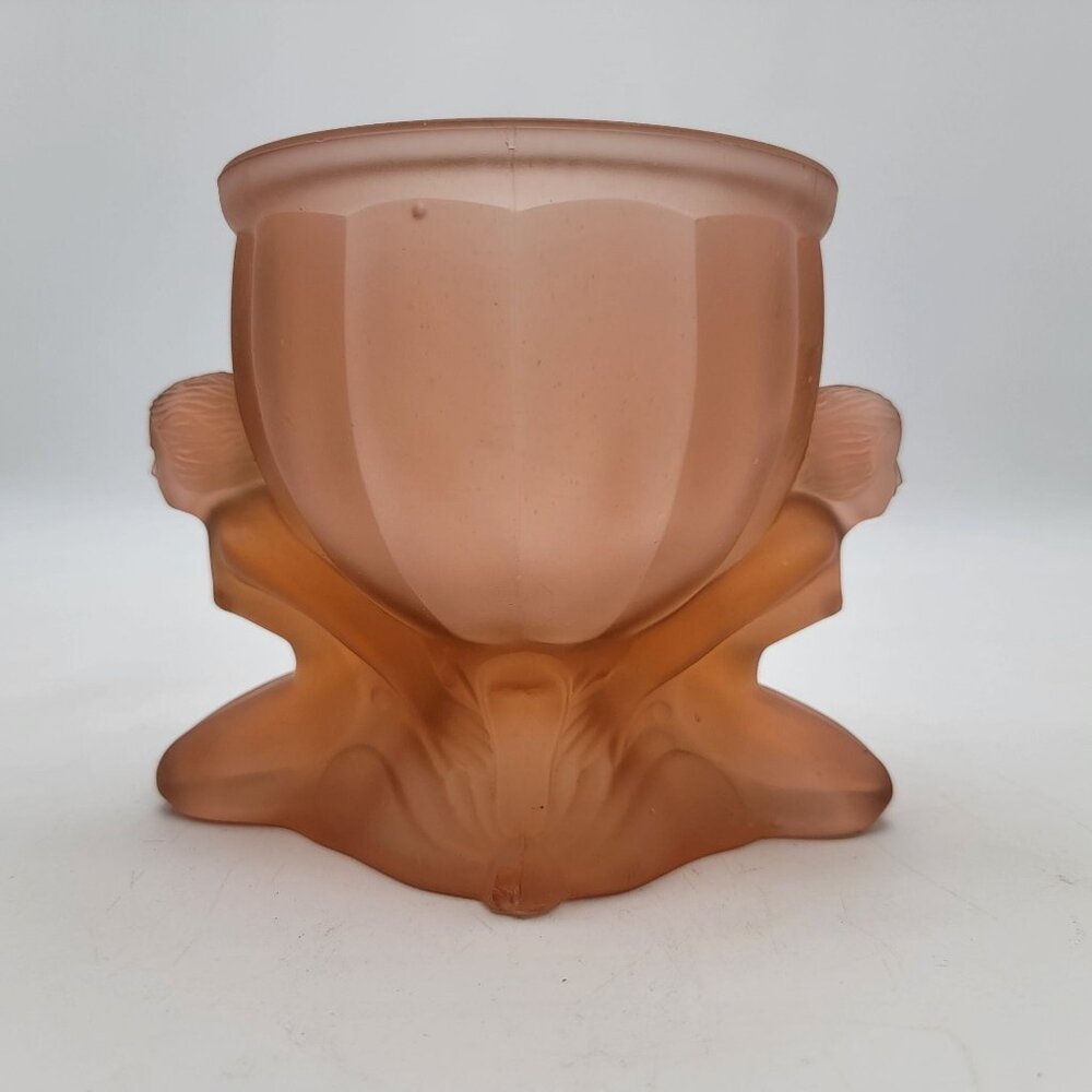Vintage Dermay Pink Frosted Glass Art Deco Dolly Sisters